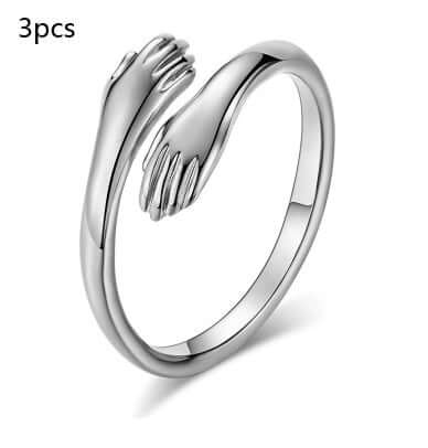 Alloy Simple Hands Hug Ring Opening Adjustable Jewelry